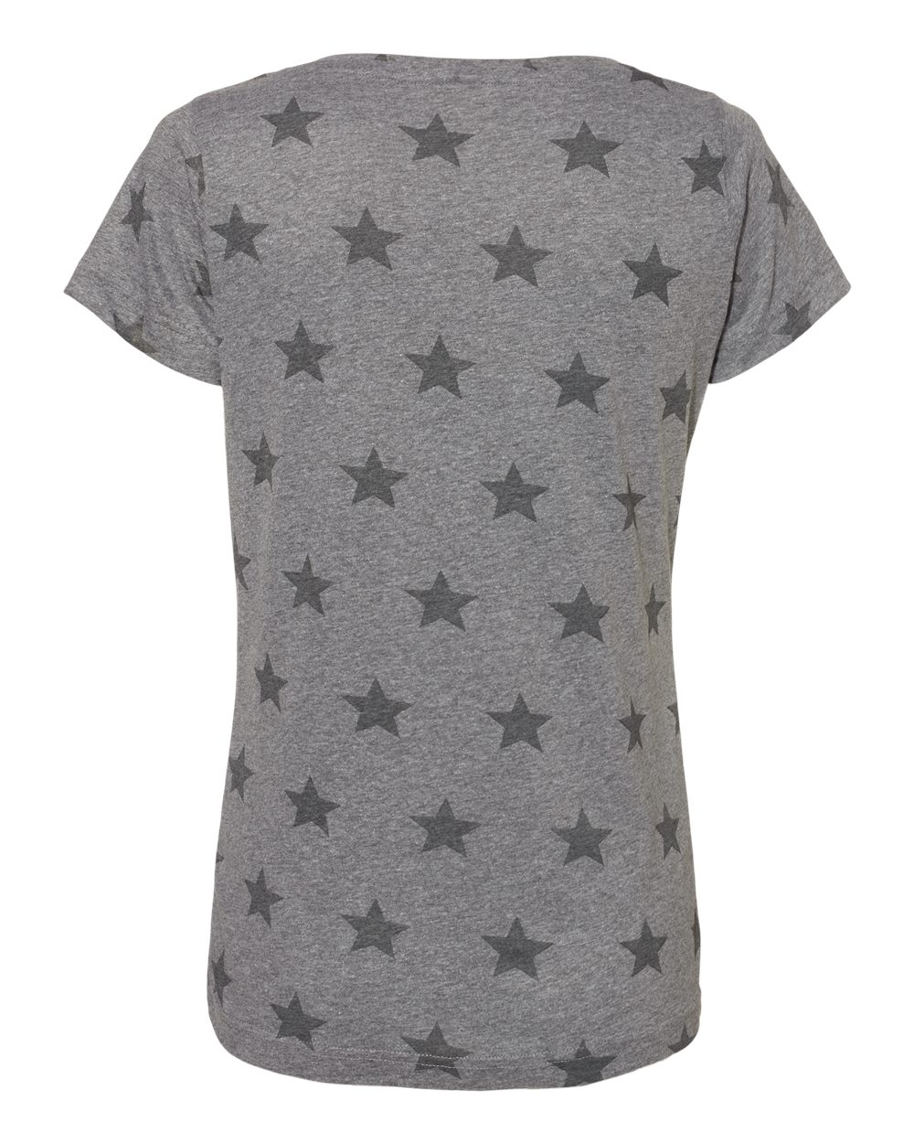 Rear View of Granite Heather Star Women's Star Print Scoop Neck Tee - 3629