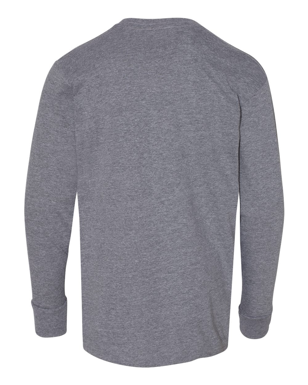 Rear View of Granite Heather Youth Fine Jersey Long Sleeve Tee - 6201