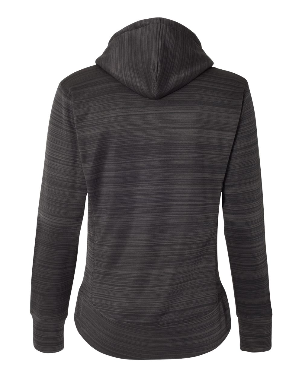Rear View of Granite Women's Odyssey Striped Performance Fleece Lapover Hooded Sweatshirt - 8662