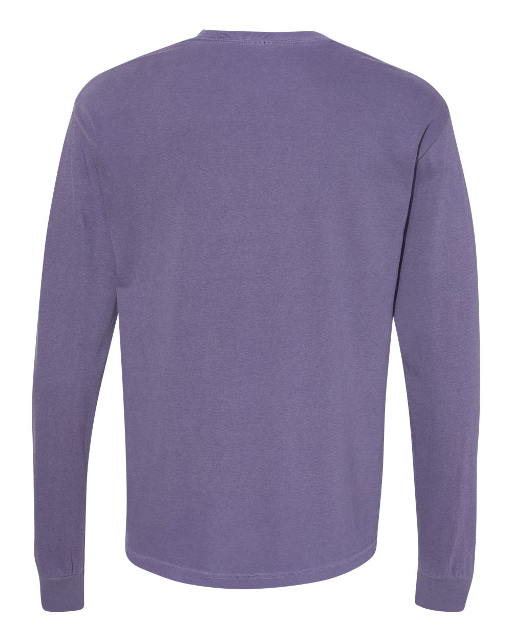 Rear View of Grape Garment-Dyed Heavyweight Long Sleeve T-Shirt - 6014