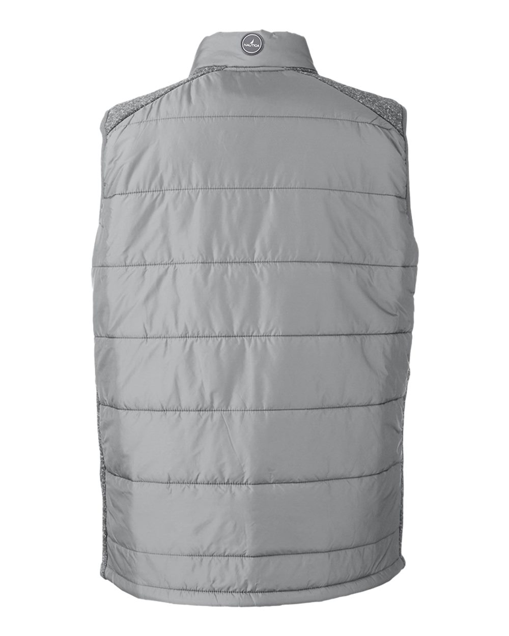 Rear View of Graphite/ Graphite Heather Harbor Puffer Vest - N17946