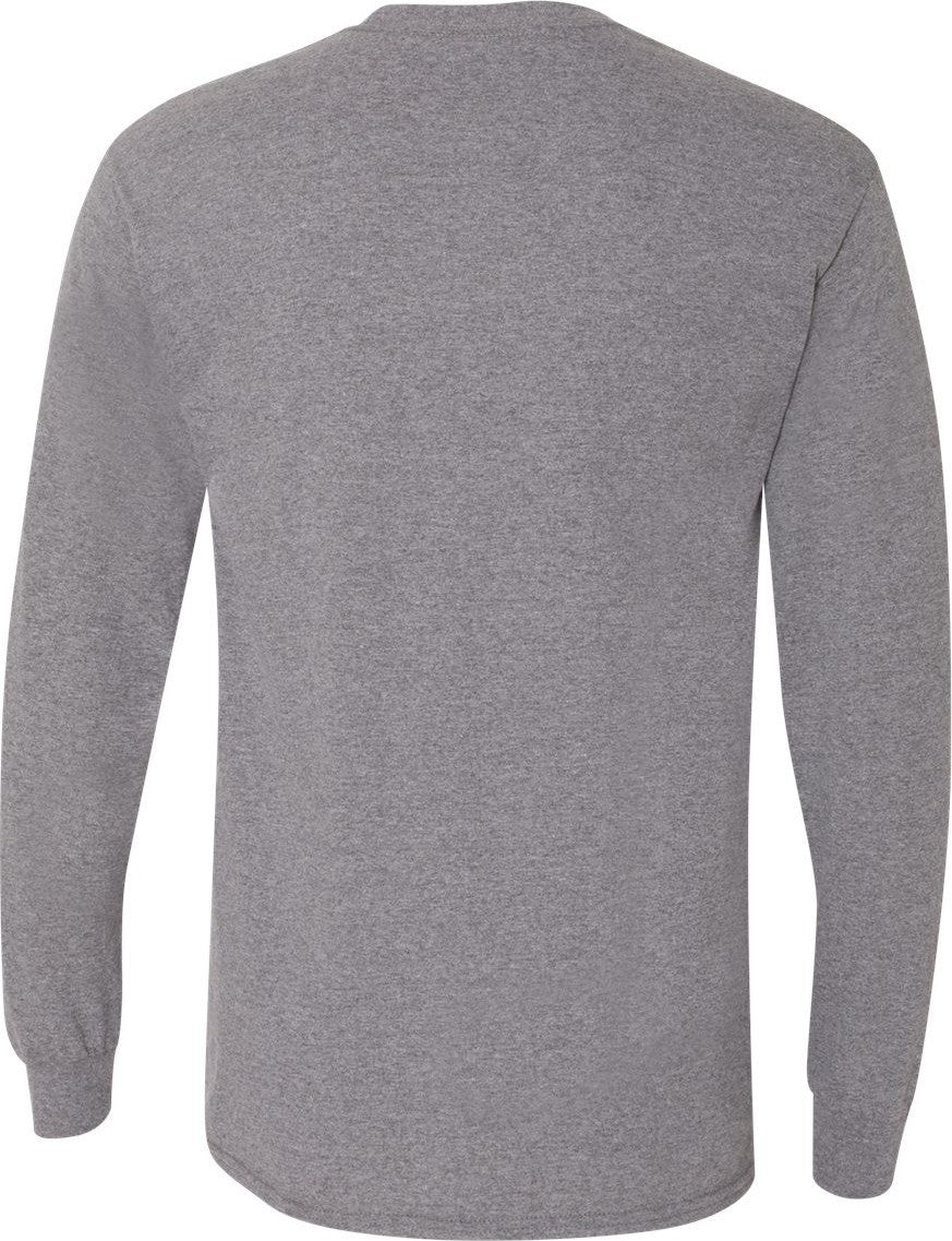 Rear View of Graphite Heather DryBlend® 50/50 Long Sleeve T-Shirt - 8400