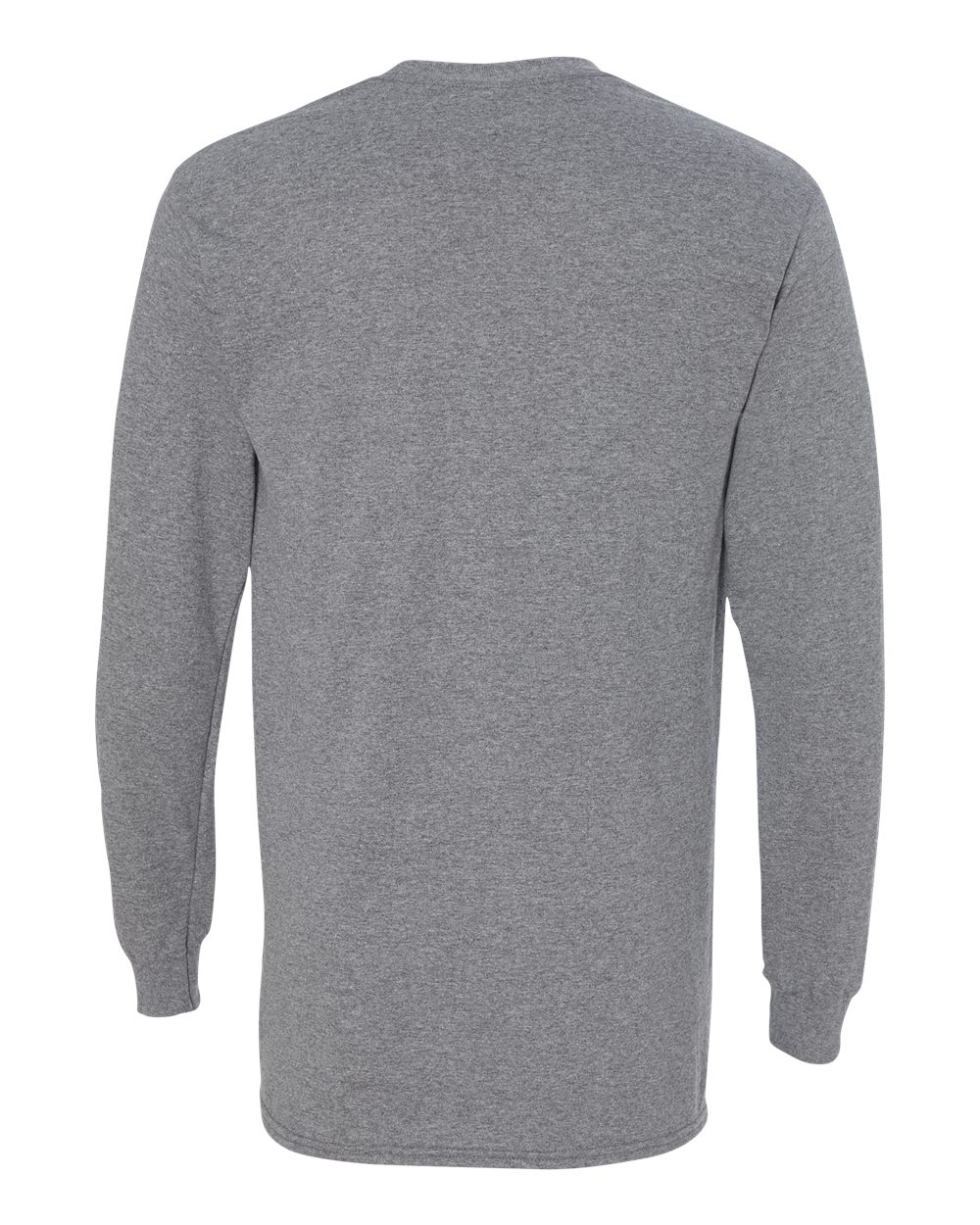 Rear View of Graphite Heather Heavy Cotton™ Long Sleeve T-Shirt - 5400