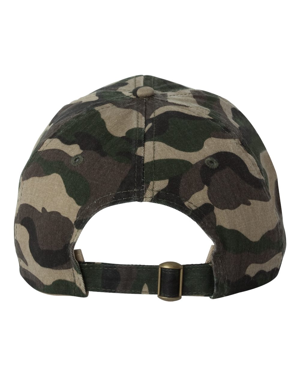 Rear View of Green Camo Bio-Washed Classic Dad Hat - VC300A