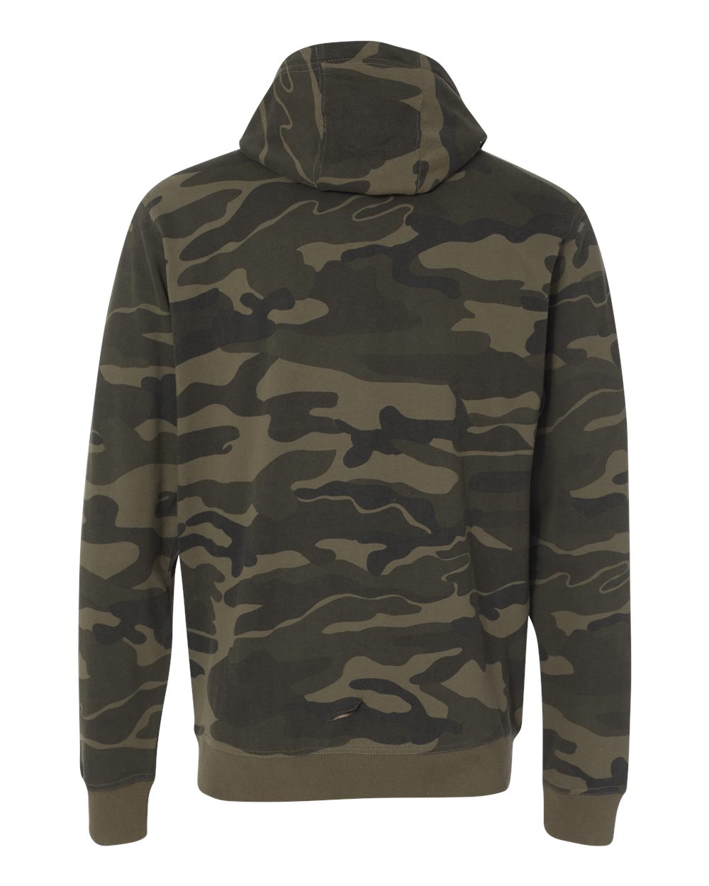 Rear View of Green Camo Camo Full-Zip Hooded Sweatshirt - 8615