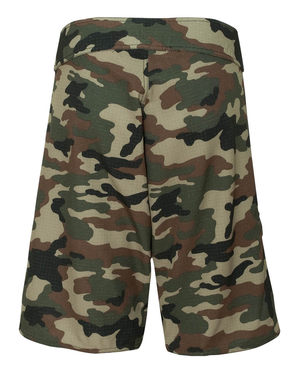 Rear View of Green Camo Diamond Dobby Board Shorts - 9371