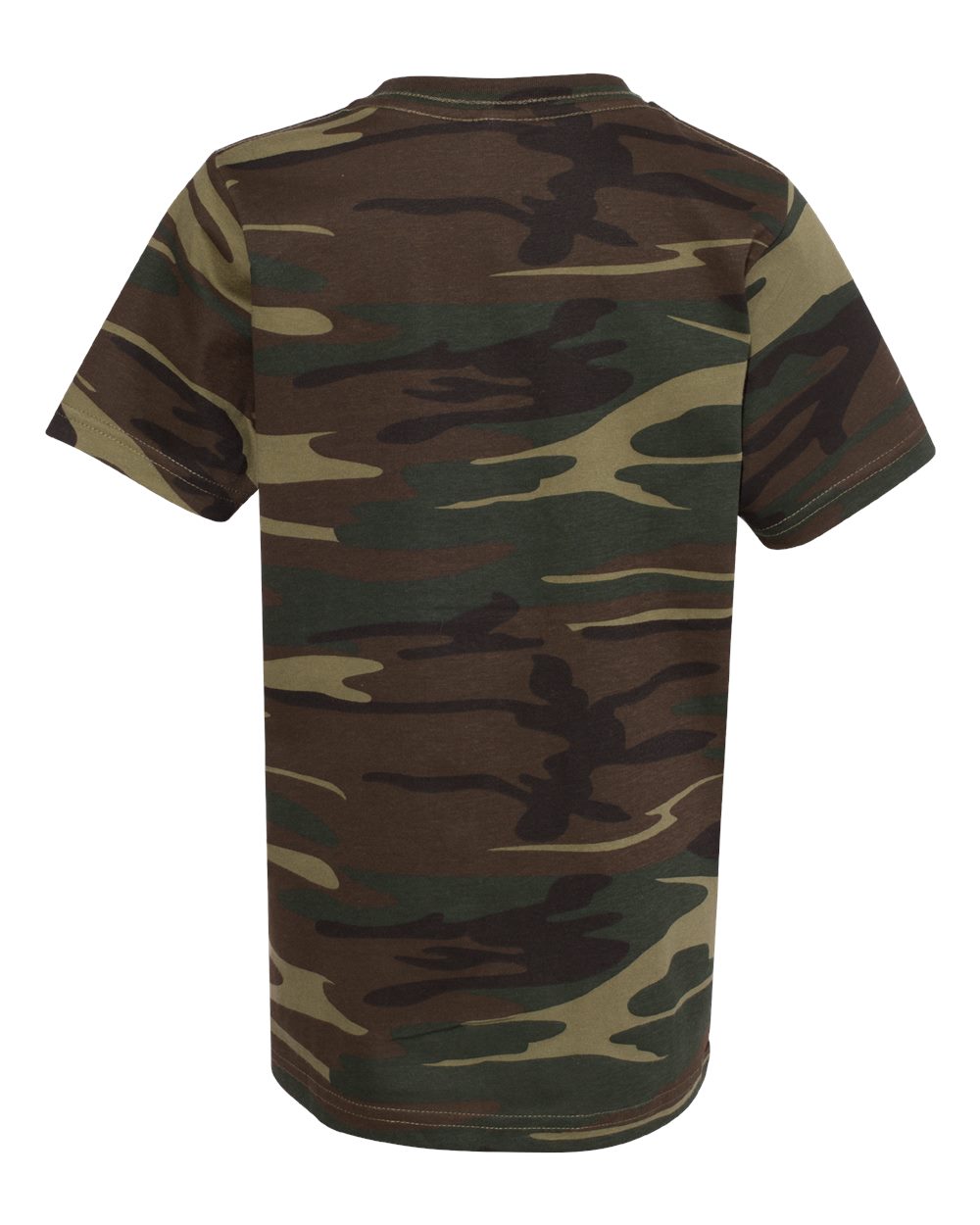 Rear View of Green Woodland Youth Camouflage T-Shirt - 2207