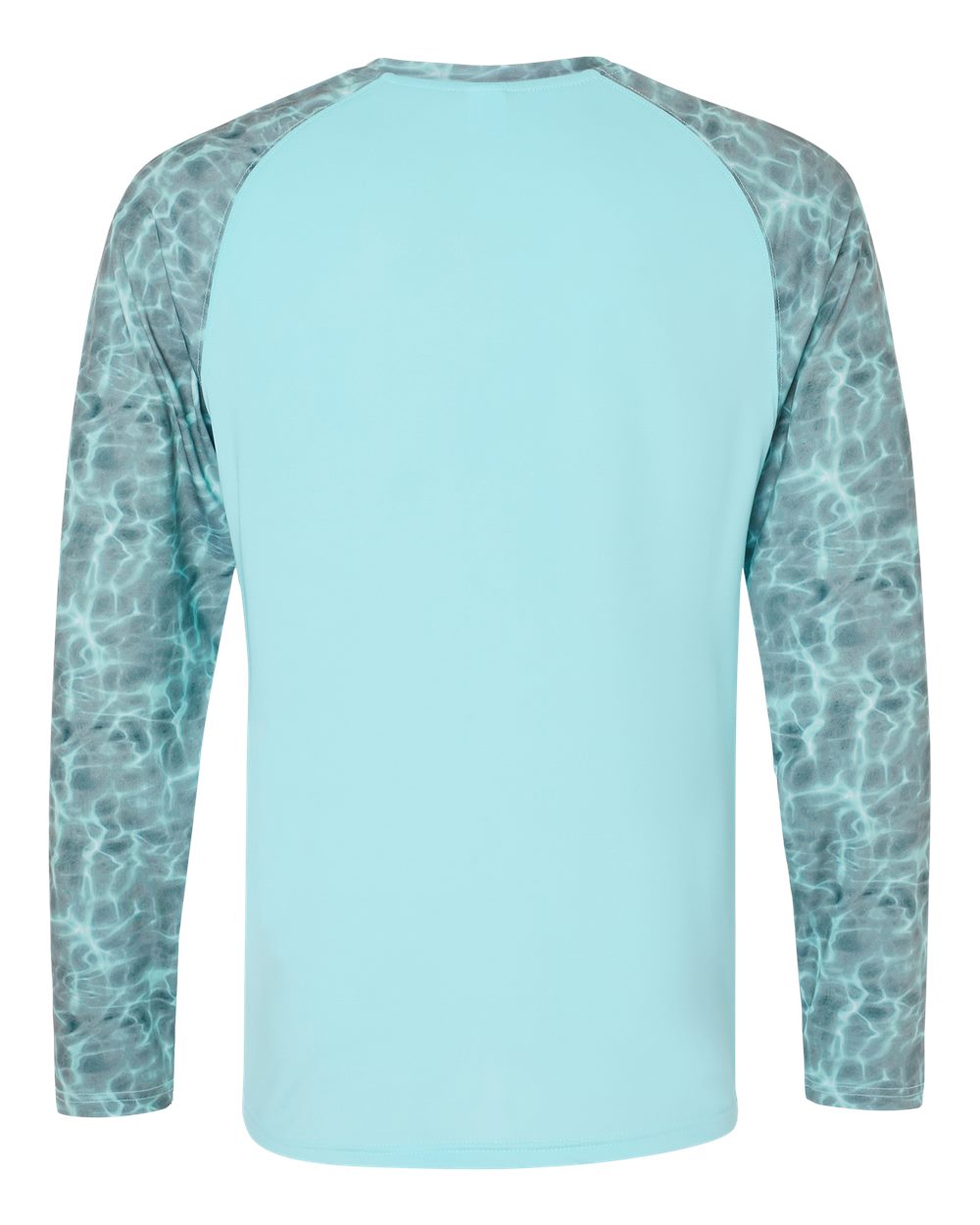 Front View of Grey Aqua Water Panama Colorblocked Long Sleeve T-Shirt - 231