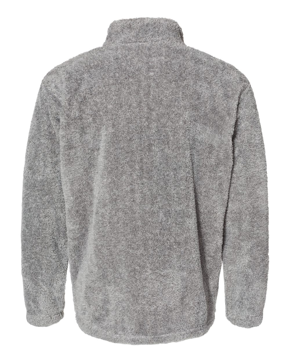 Rear View of Grey Boundary Shag Frosty Sherpa Quarter-Zip Pullover - 8464