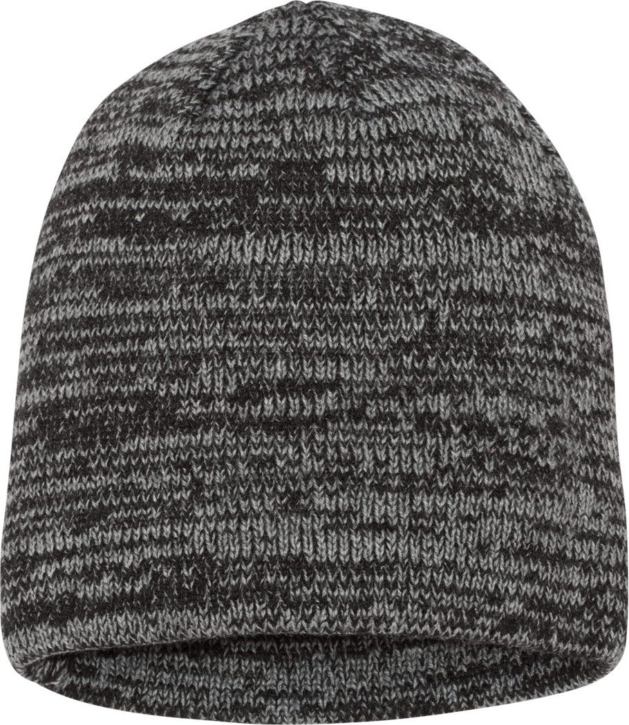 Rear View of Grey/ Charcoal 8" Marled Beanie - SP03