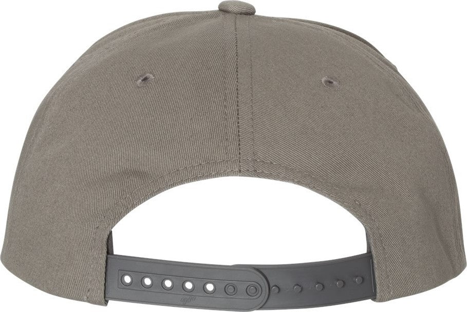 Front View of Grey Five-Panel Cotton Twill Snapback Cap - 6007