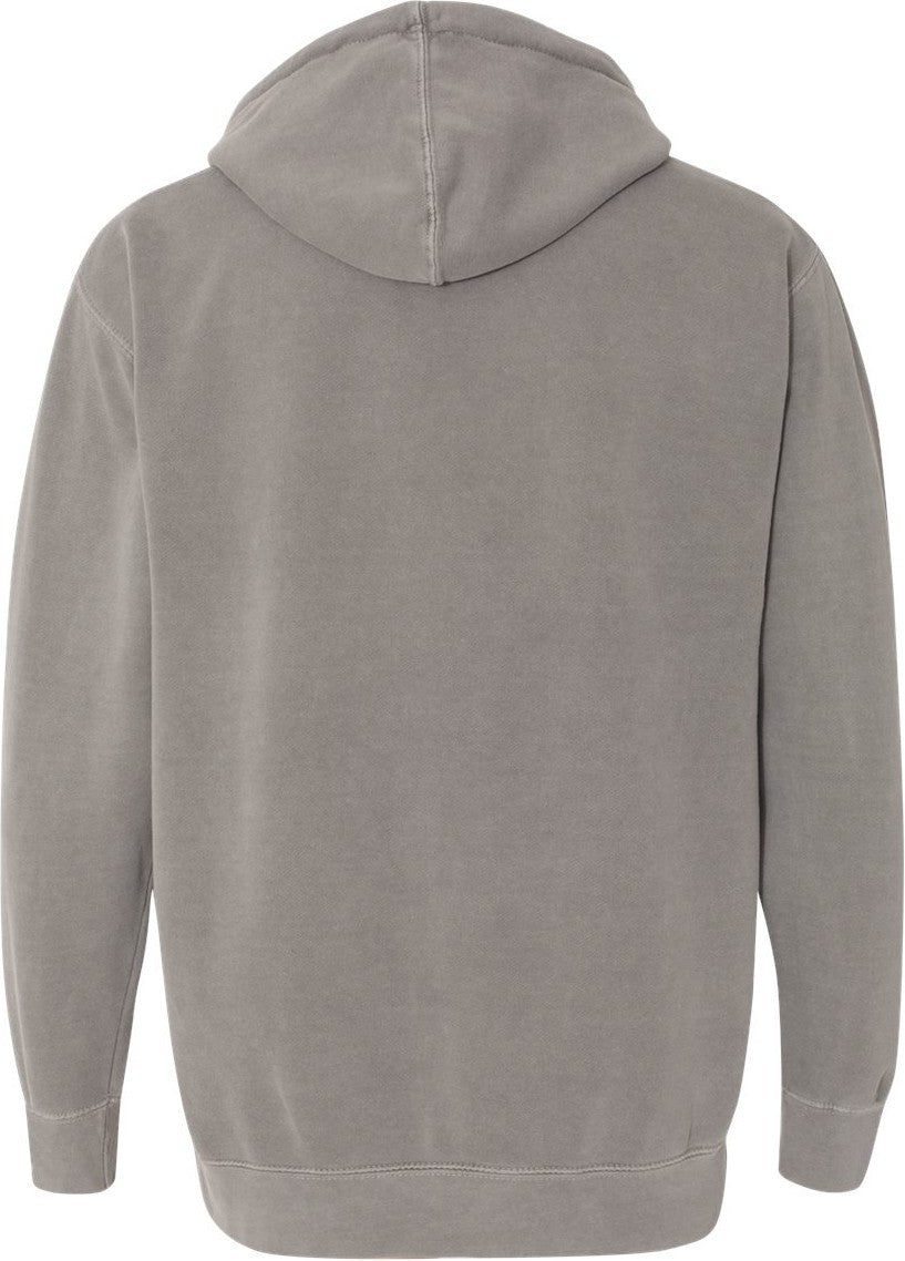 Rear View of Grey Garment-Dyed Hooded Sweatshirt - 1567