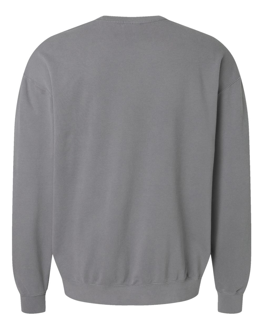Rear View of Grey Garment-Dyed Lightweight Fleece Crewneck Sweatshirt - 1466