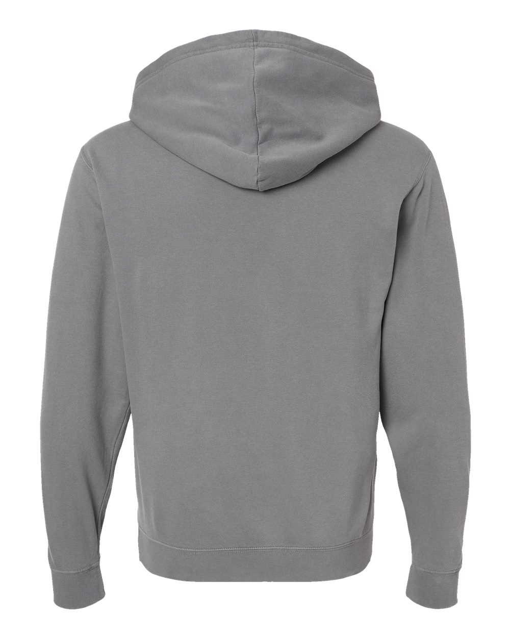 Rear View of Grey Garment-Dyed Lightweight Fleece Hooded Sweatshirt - 1467