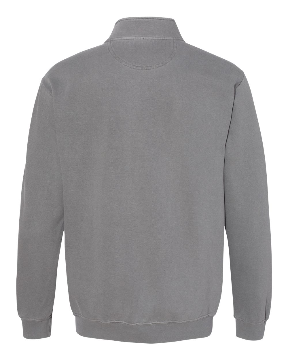 Rear View of Grey Garment-Dyed Quarter Zip Sweatshirt - 1580