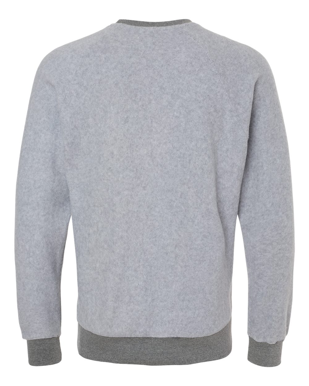 Rear View of Grey Heather Flip Side Fleece Crewneck Sweatshirt - 8710