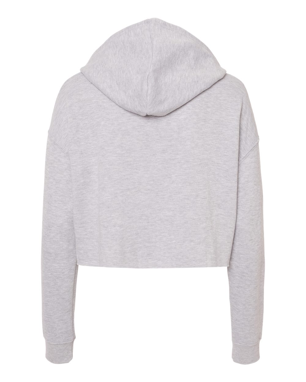 Rear View of Grey Heather Women’s Lightweight Crop Hooded Sweatshirt - AFX64CRP