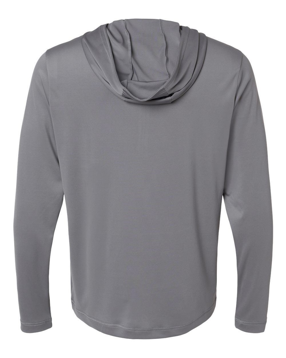 Rear View of Grey Three Lightweight Performance Quarter-Zip Hooded Pullover - A596