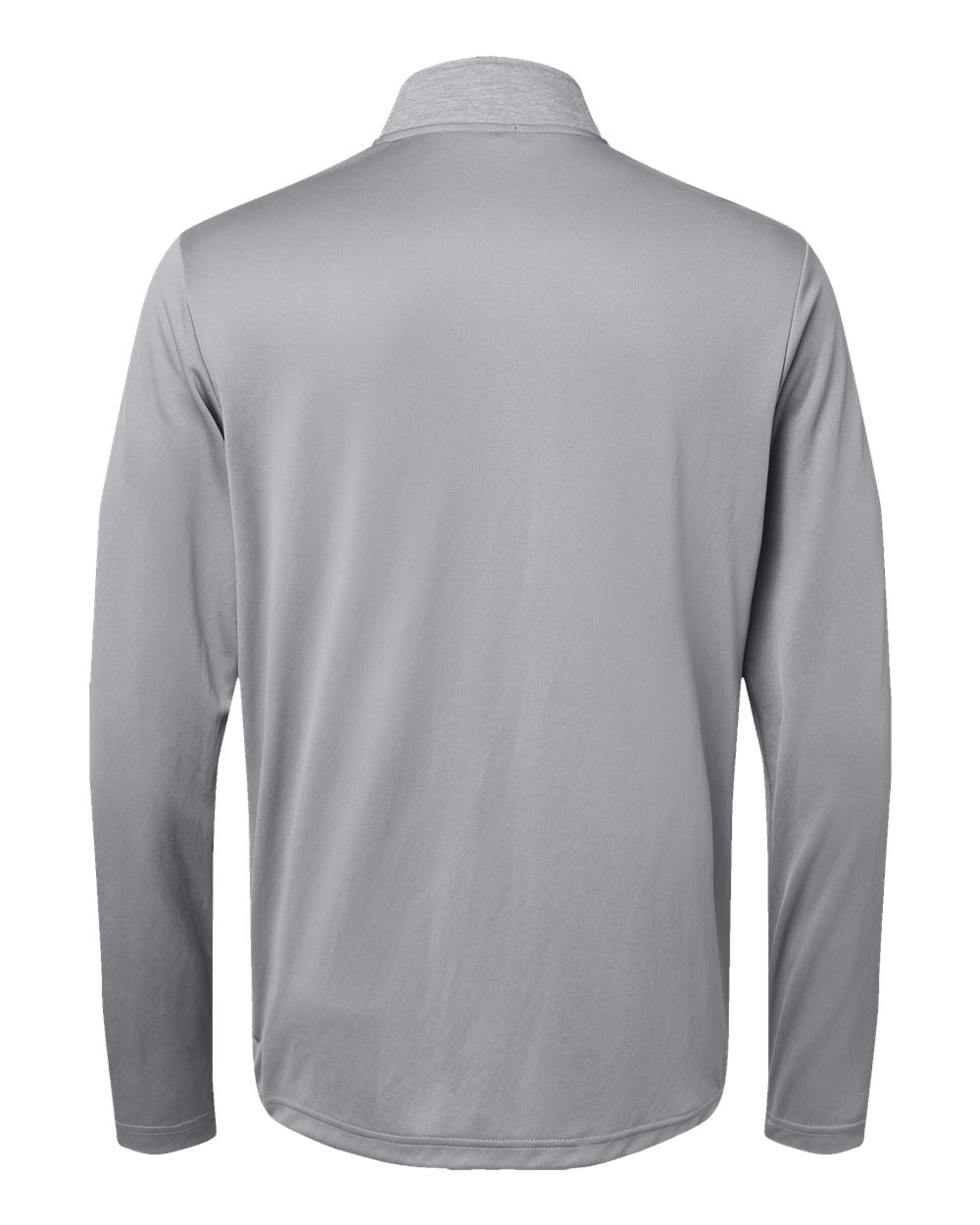 Rear View of Grey Three Melange/ Grey Three/ Black Heather Block Print Quarter-Zip Pullover - A522