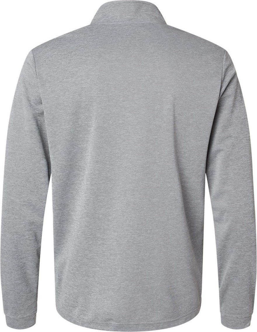 Rear View of Grey Three Melange Lightweight Quarter-Zip Pullover - A401