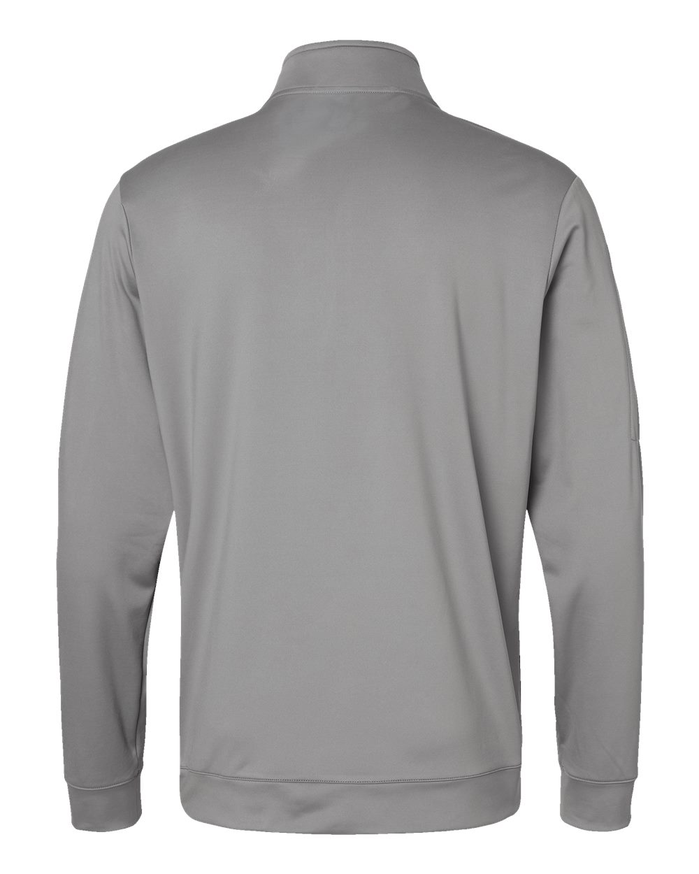 Rear View of Grey Three Performance Textured Quarter-Zip Pullover - A295