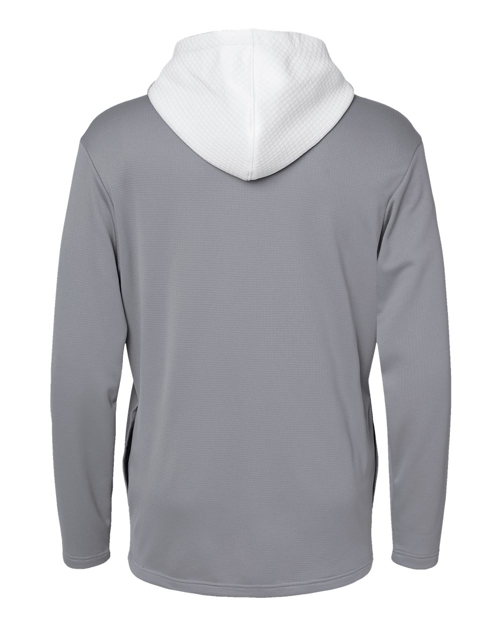 Rear View of Grey Three Textured Mixed Media Hooded Sweatshirt - A530