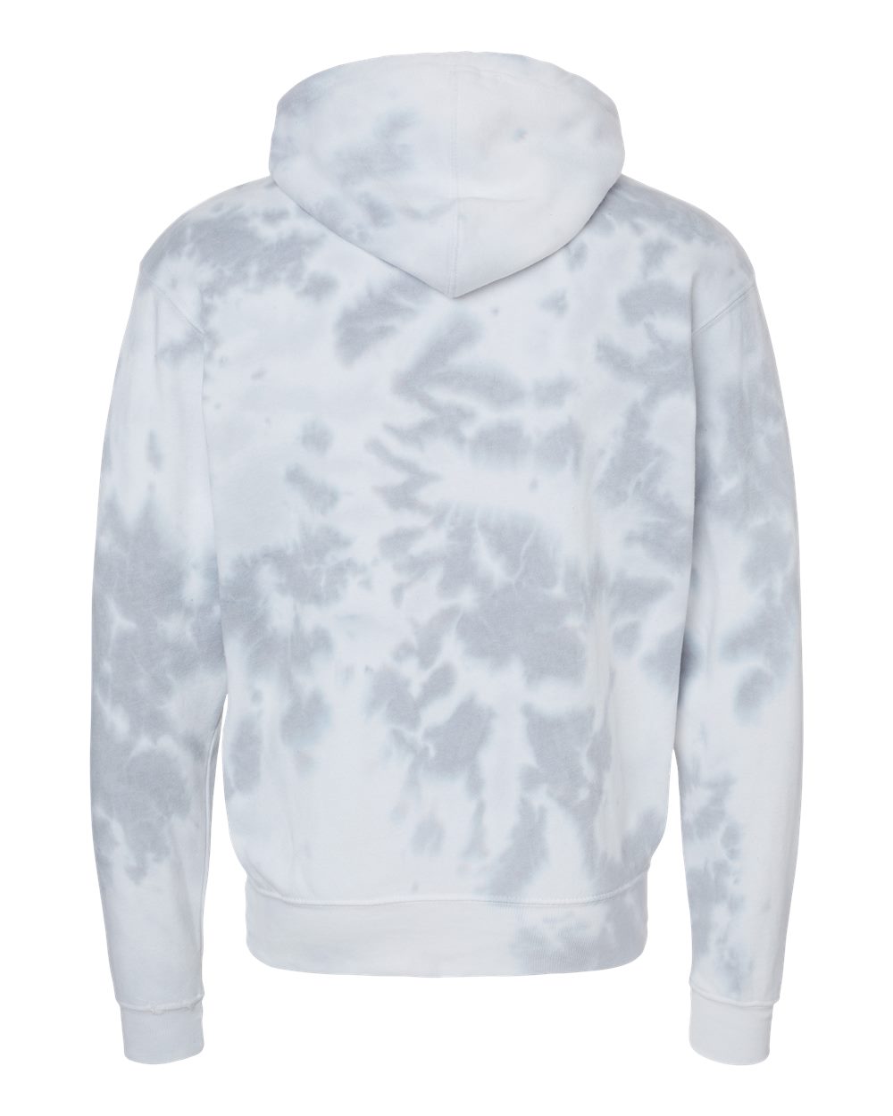 Rear View of Grey Tie Dye Tie-Dyed Fleece Hooded Sweatshirt - 8861