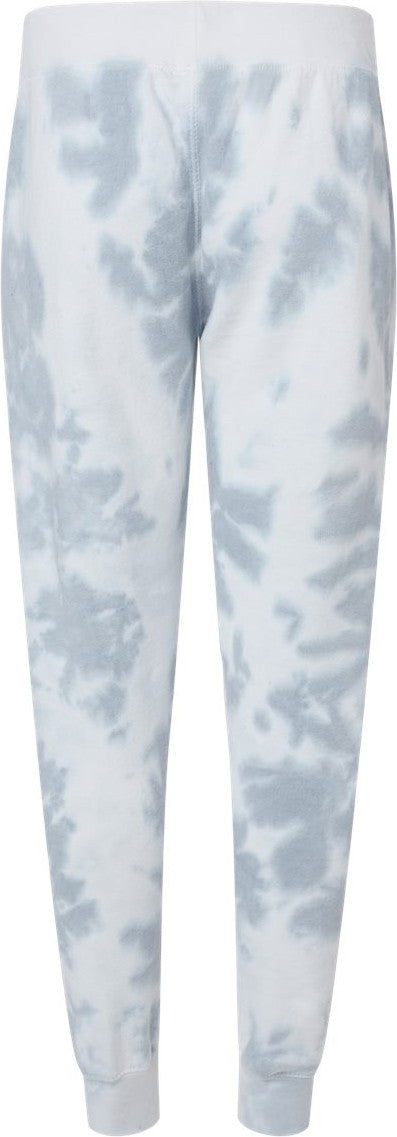 Rear View of Grey Tie Dye Tie-Dyed Fleece Joggers - 8884