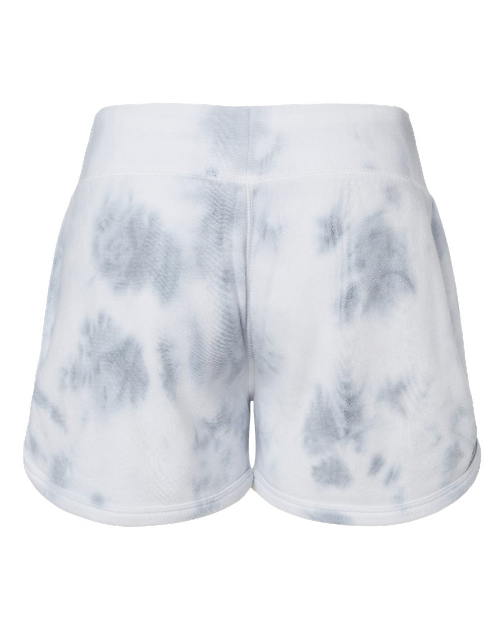Rear View of Grey Tie Dye Women's Fleece Shorts - 8856