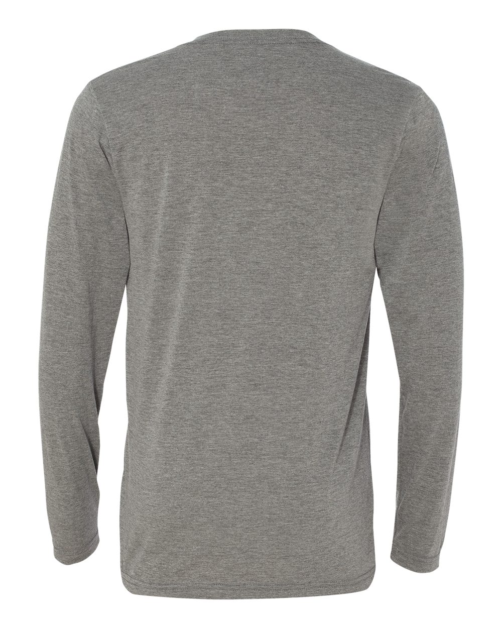 Rear View of Grey Triblend Long Sleeve V-Neck Tee - 3425