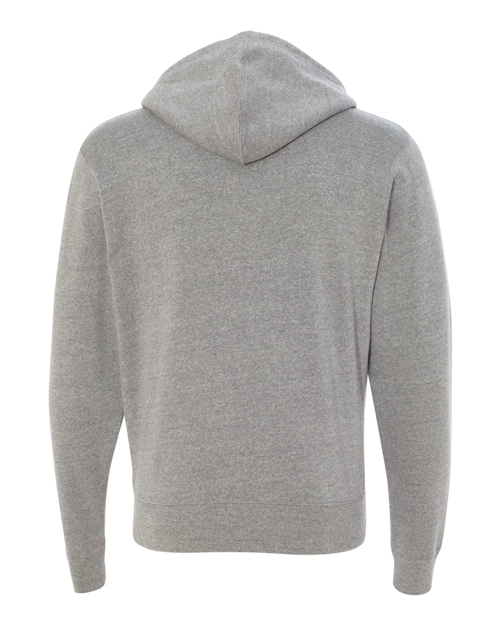 Rear View of Grey Triblend Triblend Full-Zip Hooded Sweatshirt - 8872