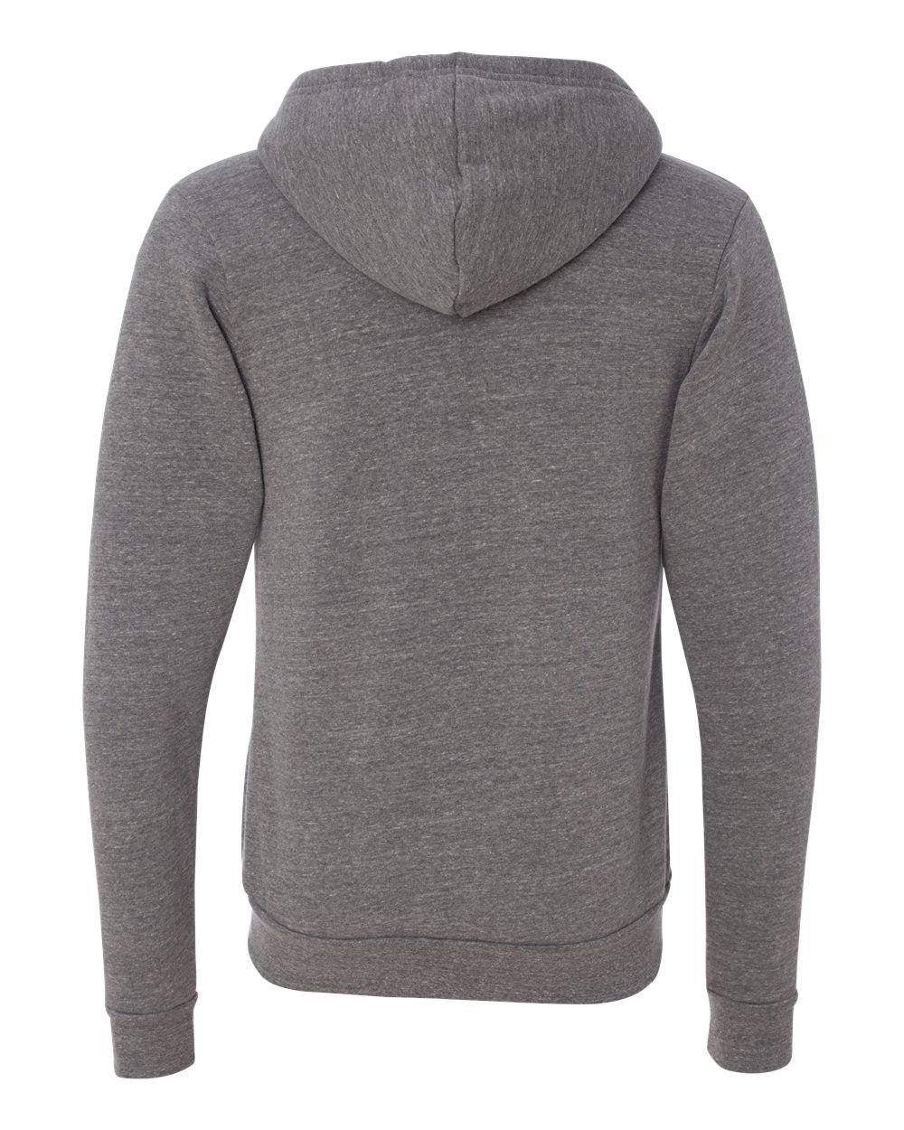 Rear View of Grey Triblend Triblend Sponge Fleece Full-Zip Hoodie - 3909