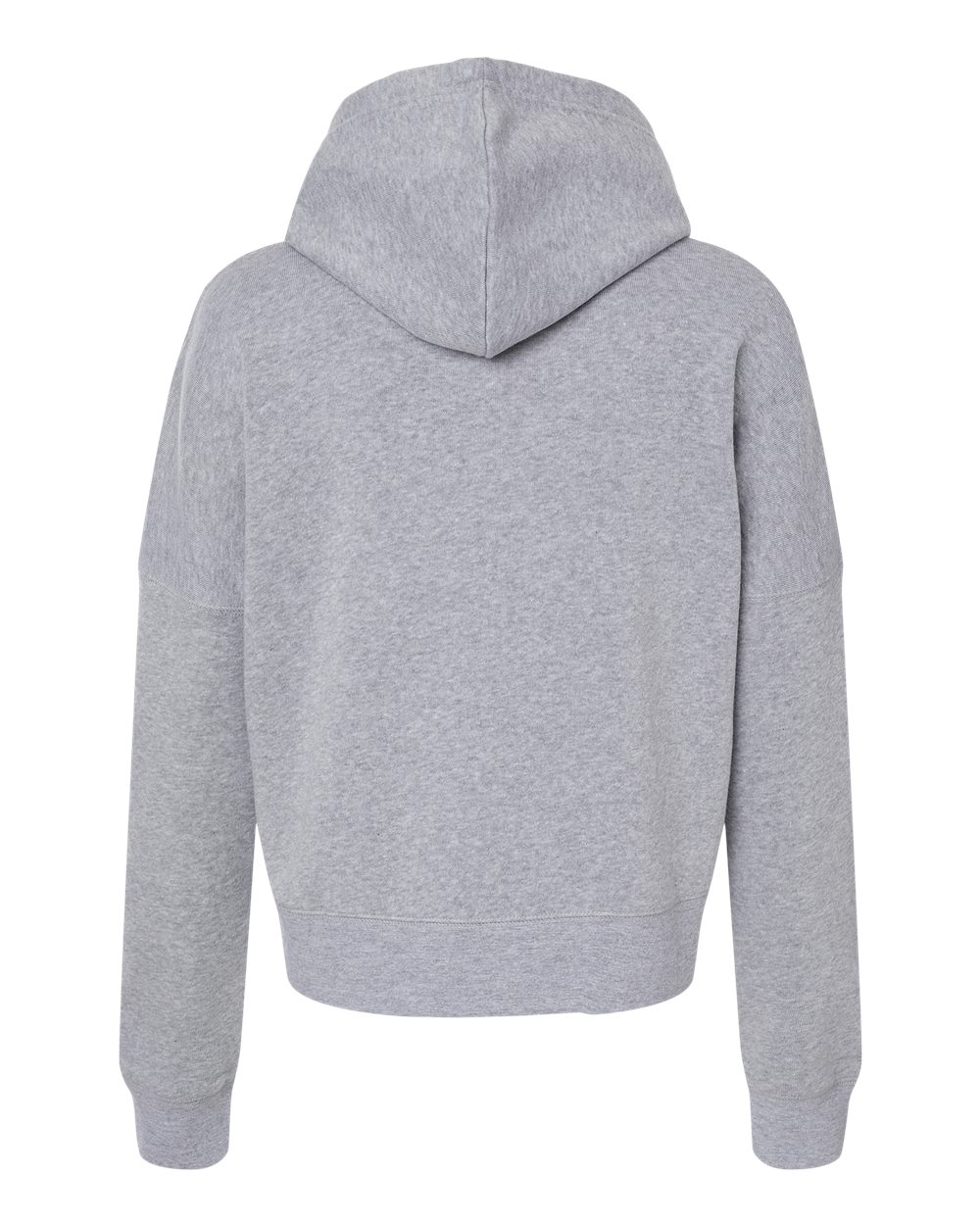 Rear View of Grey Triblend Women's Crop Hooded Sweatshirt - 8853