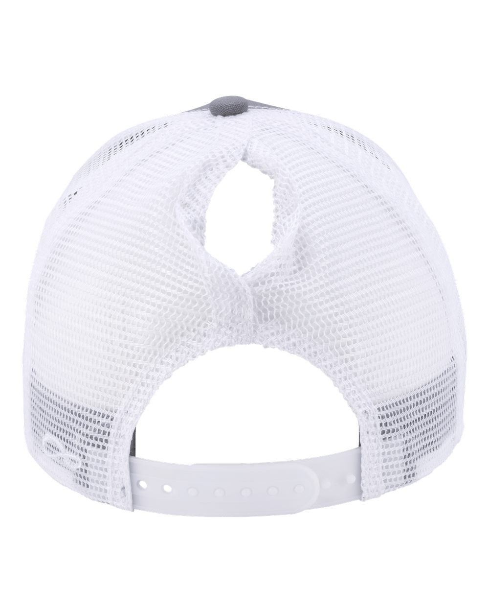 Rear View of Grey/ White Women's Modern Trucker Cap - CHARLIE