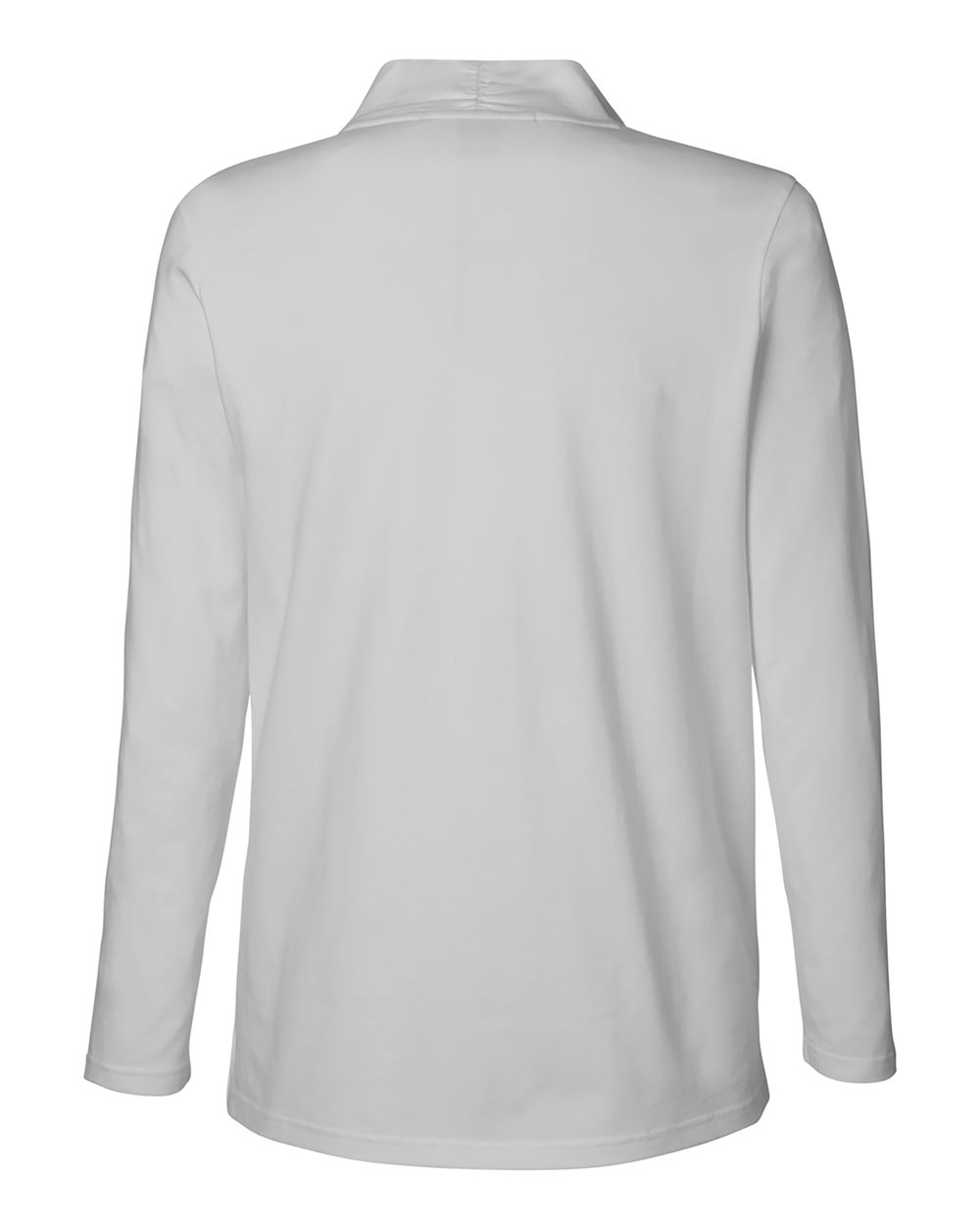 Rear View of Grey Women's Raleigh Shawl Collar Knit Top - DP121W