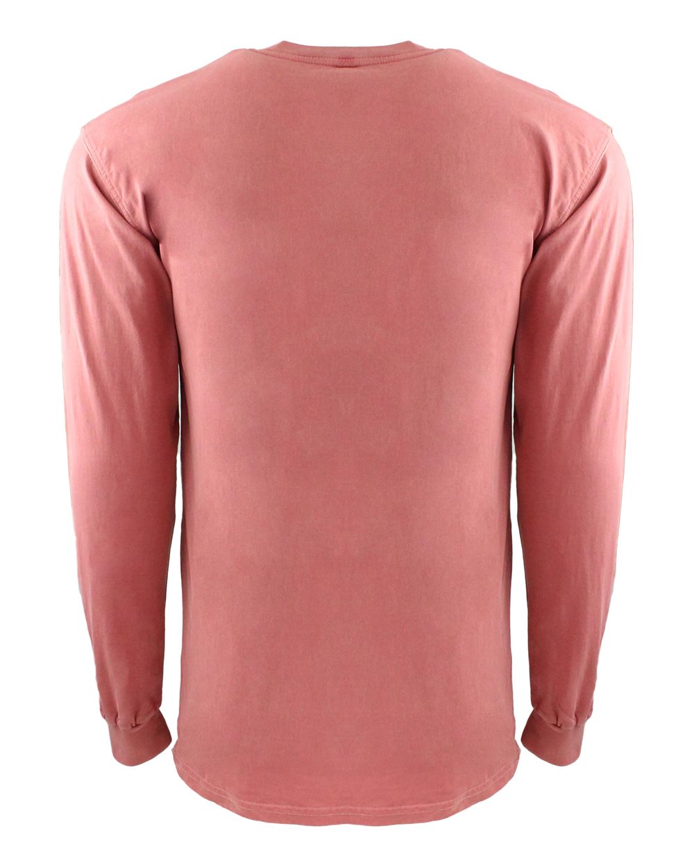 Rear View of Guava Inspired Dye Long Sleeve Pocket T-Shirt - 7451