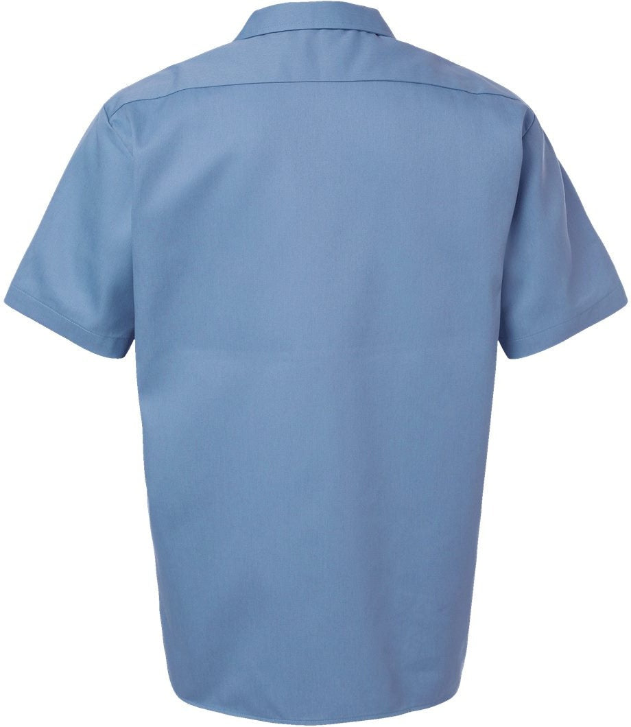 Rear View of Gulf Blue Short Sleeve Work Shirt - 2574