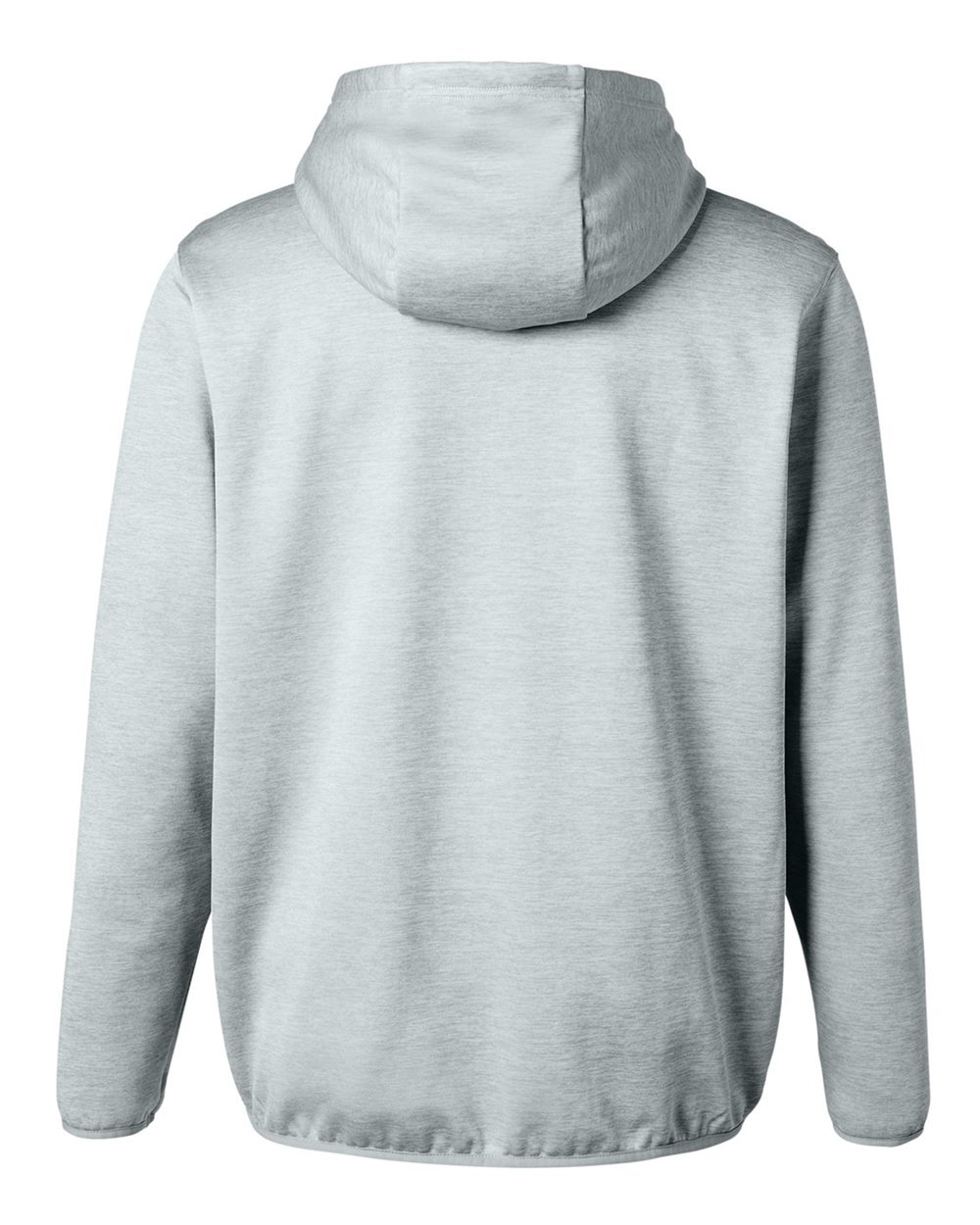 Rear View of Harbor Mist Heather Performance Hooded Fleece Sweatshirt - H130093