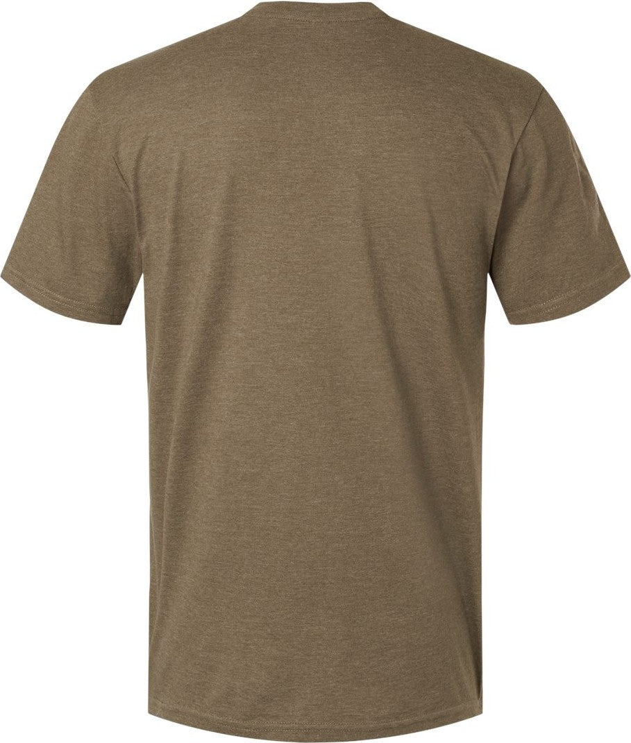 Rear View of Heather Army CVC Henley Tee - 2004CVC