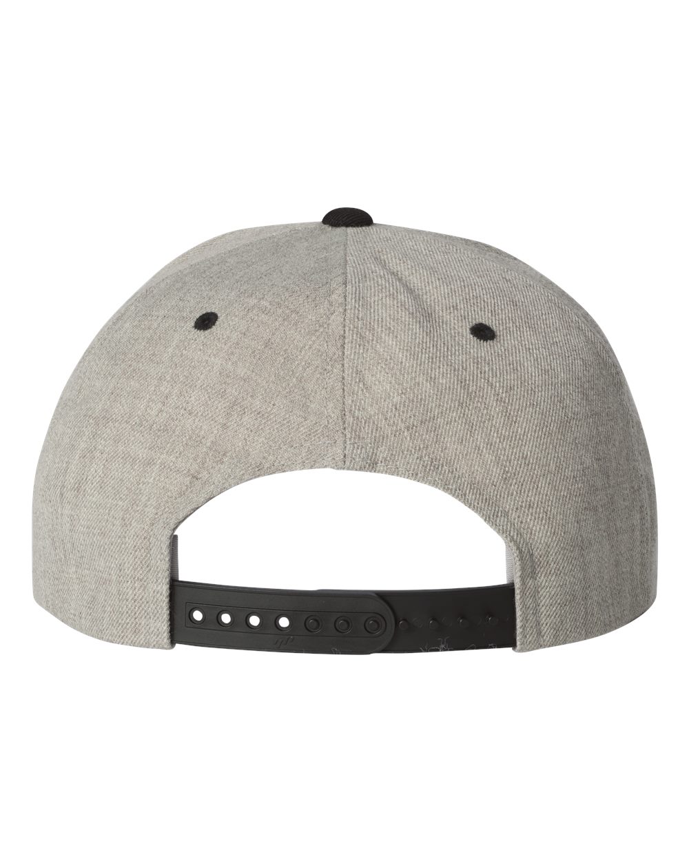 Front View of Heather/ Black Premium Flat Bill Snapback Cap - 6089M