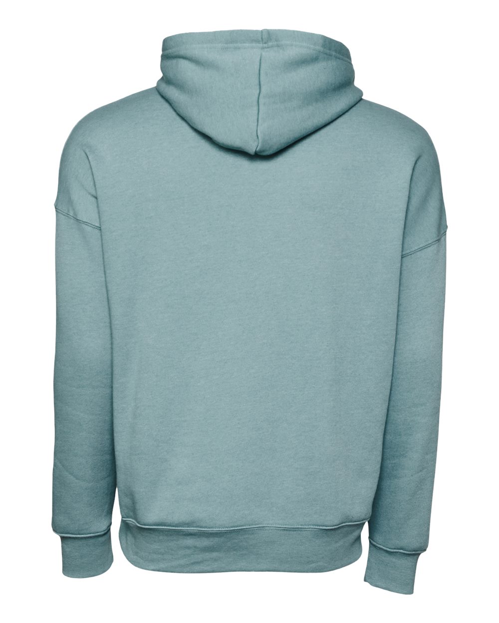 Rear View of Heather Blue Lagoon Sponge Fleece Drop Shoulder Hoodie - 3729