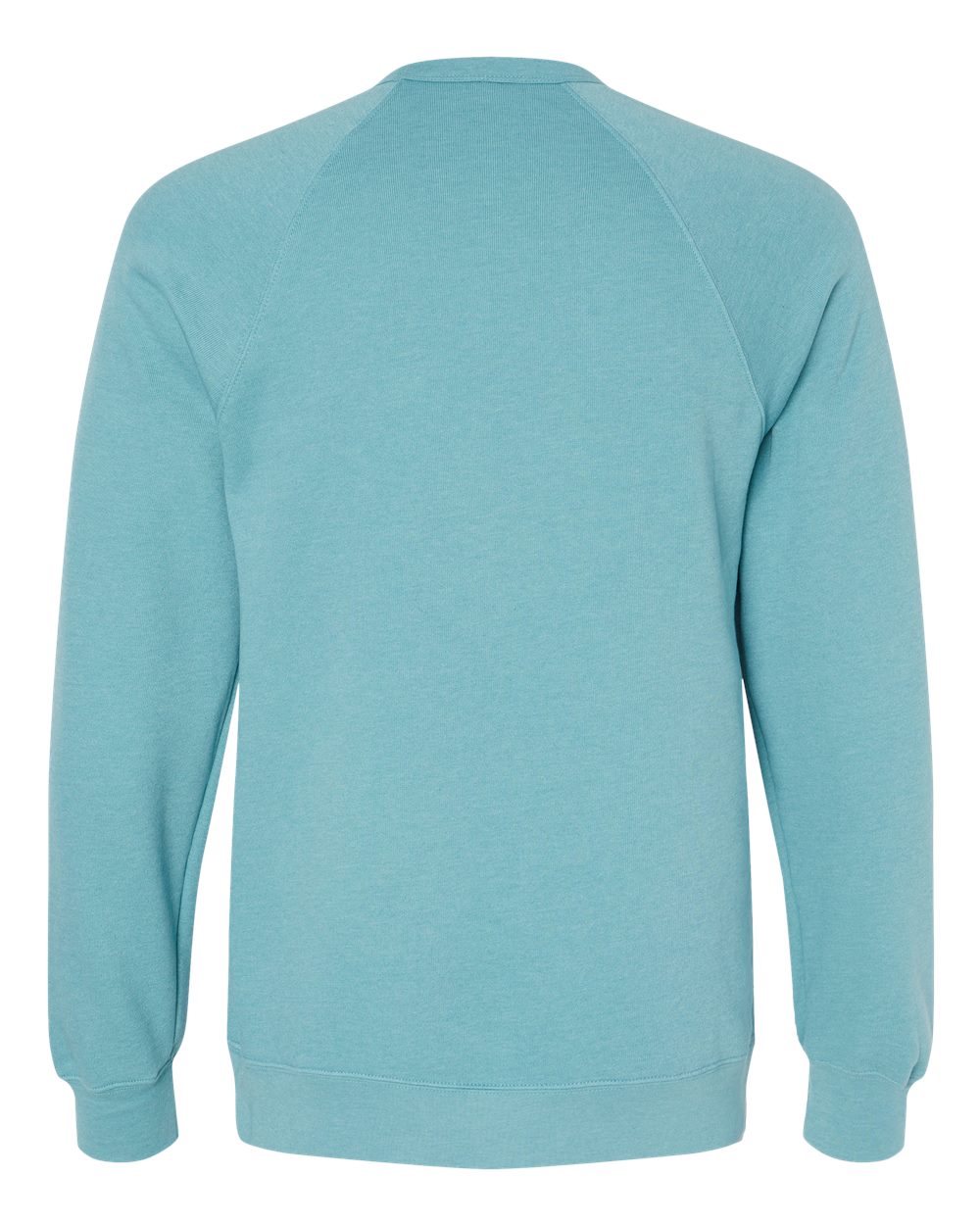 Rear View of Heather Blue Lagoon Sponge Fleece Raglan Crewneck Sweatshirt - 3901