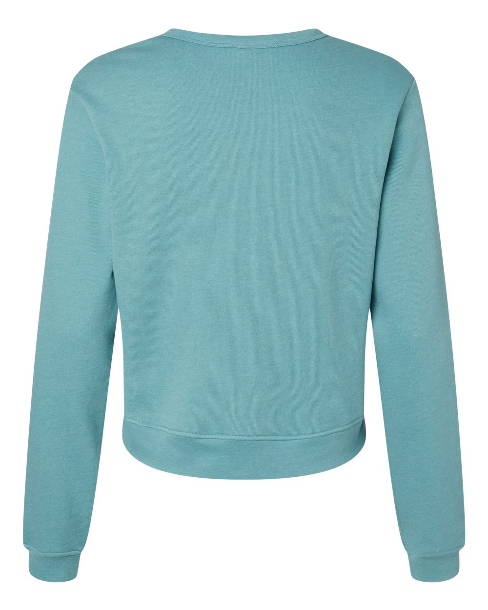 Rear View of Heather Blue Lagoon Women's Sponge Fleece Classic Crewneck Sweatshirt - 7511