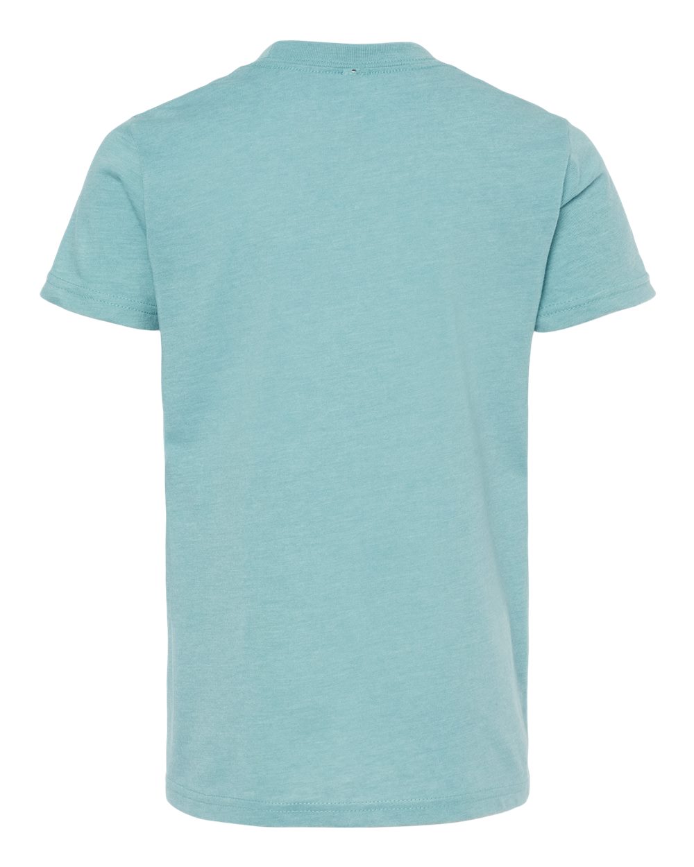 Rear View of Heather Blue Lagoon Youth CVC Jersey Tee - 3001YCVC
