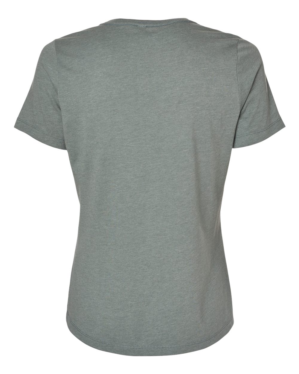 Rear View of Heather Blue Storm Women’s Relaxed Fit Heather CVC Tee - 6400CVC