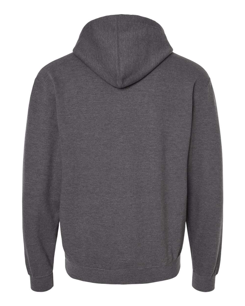 Rear View of Heather Charcoal Fleece Hooded Sweatshirt - 320