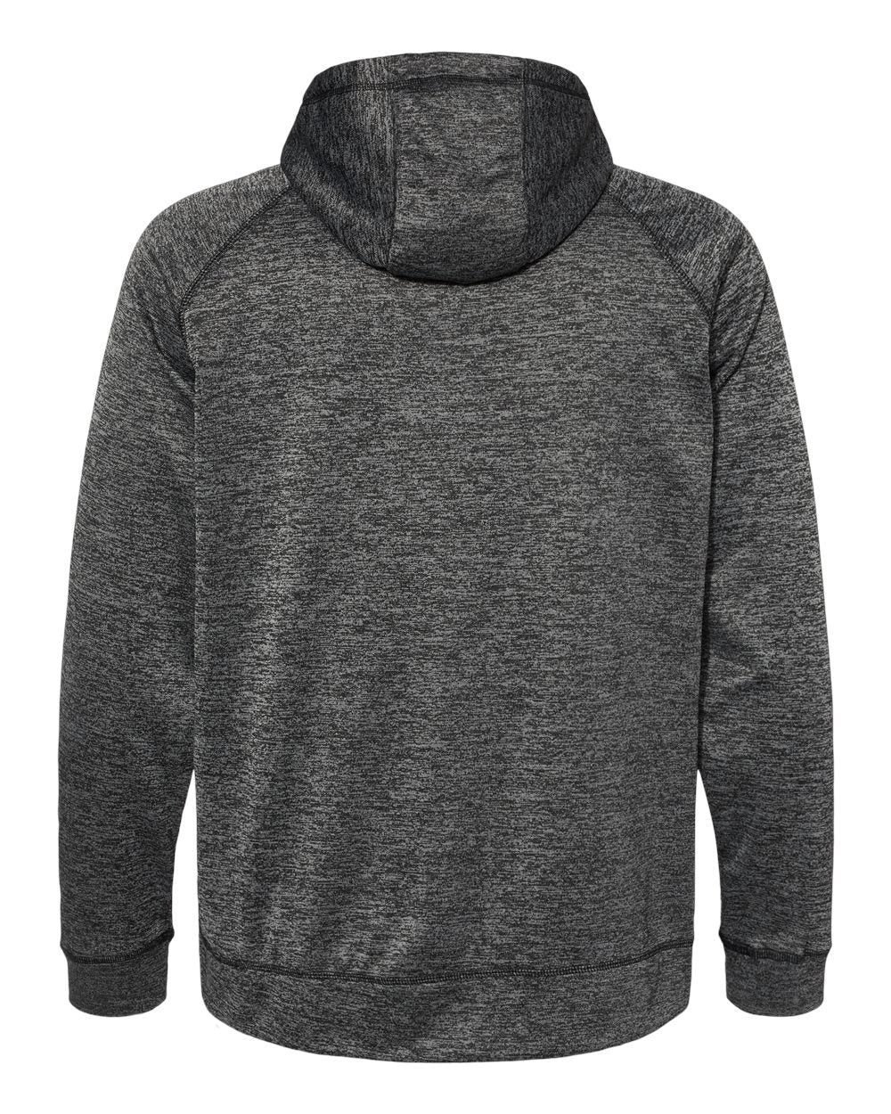 Rear View of Heather Charcoal Performance Raglan Pullover Sweatshirt - 8670
