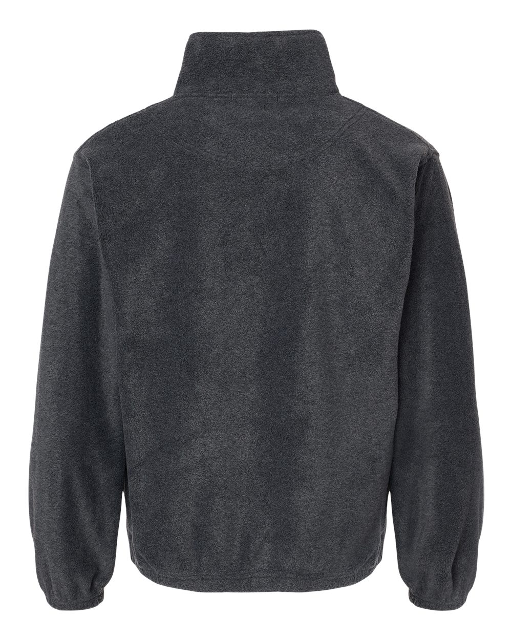 Rear View of Heather Charcoal Polar Fleece Quarter-Zip Pullover - 3052