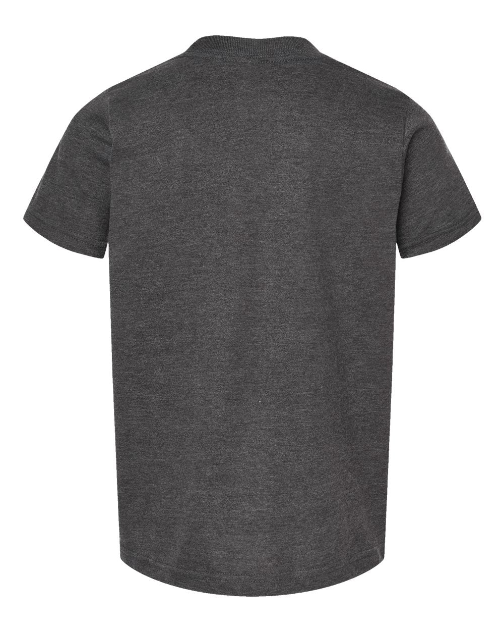 Rear View of Heather Charcoal Youth Fine Jersey T-Shirt - 235