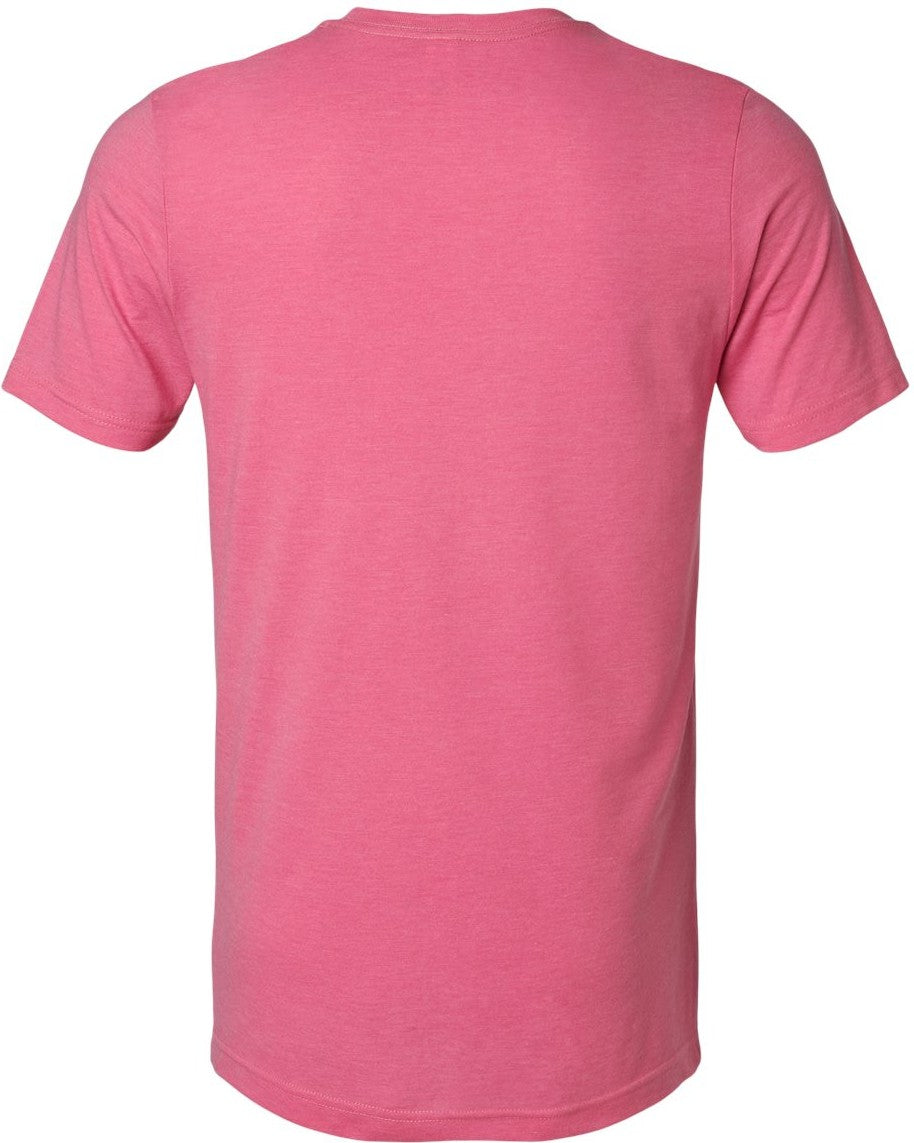 Rear View of Heather Charity Pink Combed CVC T-Shirt - 602CVC